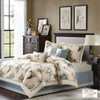 7 Piece Printed Cotton Twill Comforter Set Khaki Cal King