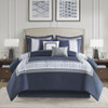 8 Piece Embroidered Comforter Set Navy Queen