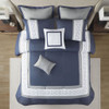 8 Piece Embroidered Comforter Set Navy Queen