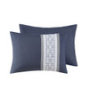 8 Piece Embroidered Comforter Set Navy Queen