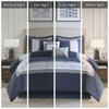 8 Piece Embroidered Comforter Set Navy Queen