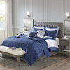 8 Piece Comforter and Quilt Set Collection Navy King/Cal King