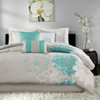 Printed Cotton Sateen Comforter Set Aqua King