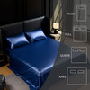 Satin Bed Sheets, King Size Sheets Set, 4 Pcs Silky Bedding Set with 15 Inches Deep Pocket for Mattress (King, Navy Blue)