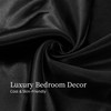Satin Bed Sheets, Queen Size Sheets Set, 4 Pcs Silky Bedding Set with 15 Inches Deep Pocket for Mattress (Queen, Black)