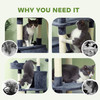 81" Cat Tree w/ Cat Scratching Posts, Scratching Board, Condos, Beds, Hammocks, Toy Balls, Rope Cat Toy, Gray