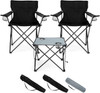 Folding Camping Chair Set of 3, Foldable Black Camp Chairs & Grey Table, Large Lawn Chair Portable for Adults Hiking, Fishing, Picnic, Outdoor BBQ, Travel, Sports, Cup Holders & Storage Bags