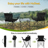 Folding Camping Chair Set of 3, Foldable Black Camp Chairs & Grey Table, Large Lawn Chair Portable for Adults Hiking, Fishing, Picnic, Outdoor BBQ, Travel, Sports, Cup Holders & Storage Bags