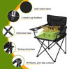 Folding Camping Chair Set of 3, Foldable Black Camp Chairs & Grey Table, Large Lawn Chair Portable for Adults Hiking, Fishing, Picnic, Outdoor BBQ, Travel, Sports, Cup Holders & Storage Bags