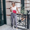 Puffer Bag Quilted Belt Bag Small Puffy Fanny Pack for Woman Running Traveling Hiking Workout Sports with Adjustable Strap-Rose