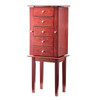 Jewelry Cabinet Armoire, Standing Wood Jewelry Storage Chest with 4 Spacious Drawers, Flip Top Mirror, 4 Top Storage Compartments, Zinc Alloy Handles, 2 Side Doors with 16 Necklace Hooks