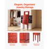 Jewelry Cabinet Armoire, Standing Wood Jewelry Storage Chest with 4 Spacious Drawers, Flip Top Mirror, 4 Top Storage Compartments, Zinc Alloy Handles, 2 Side Doors with 16 Necklace Hooks