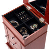 Jewelry Cabinet Armoire, Standing Wood Jewelry Storage Chest with 3 Drawers, Flip Top Mirror, 4 Top Storage Compartments, Zinc Alloy Handles, 2 Side Doors with 6 Necklace Hooks