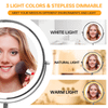 8-inch Makeup Mirror with Lights, Double Sided 1X/10X Magnifying Mirror, 3 Color Lighting Dimmable Vanity Mirror with 360° Swivel , Built-In Battery Operated