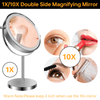 8-inch Makeup Mirror with Lights, Double Sided 1X/10X Magnifying Mirror, 3 Color Lighting Dimmable Vanity Mirror with 360° Swivel , Built-In Battery Operated