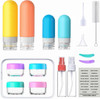 17 Pack Travel Bottles for Toiletries with Clear Bag | TSA Approved Silicone Travel Size Containers for Shampoo and Conditioner