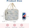 Large Size Quilted Coquette Makeup Bag, Cute Preppy Floral Cotton Travel Cosmetic Organizer Bag with Top Handle, Multi-Layer Travel Toiletry Pouch (Lightblue Flower)