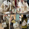 patchwork vintage tote bag for women, floral aesthetic tote bag, lace fabric cottagecore purse, cute cloth slouchy hobo shoulder bag, large whimsical everyday purses