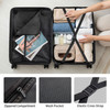 ABS Trolley Case 20in 24in 28in 3PCS Suitcase Set Vertical Striped Frosted Case Suitcase Navy Blue