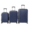 ABS Trolley Case 20in 24in 28in 3PCS Suitcase Set Vertical Striped Frosted Case Suitcase Navy Blue