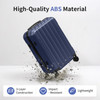 ABS Trolley Case 20in 24in 28in 3PCS Suitcase Set Vertical Striped Frosted Case Suitcase Navy Blue