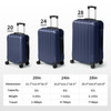 ABS Trolley Case 20in 24in 28in 3PCS Suitcase Set Vertical Striped Frosted Case Suitcase Navy Blue