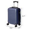 ABS Trolley Case 20in 24in 28in 3PCS Suitcase Set Vertical Striped Frosted Case Suitcase Navy Blue