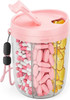 Large Pill Bottle Organizer Anti-Mix Design, 6 Slots, 20 Labels | Supplement Organizer for Holding 6 Various Vitamins without Filling Hassle, Wide Opening Pill Box Case for Easy Retrieval
