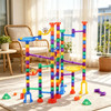 145-Piece Marble Maze Building Block Brain Game, Educational Race Track with 40 Glass & 5 Glow-in-the-Dark Marbles