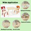 Kids Table and 2 Chairs Set, 3 Pieces Toddler Table and Chair Set, Wooden Activity Play Table Set (Bear&Tiger)