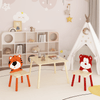 Kids Table and 2 Chairs Set, 3 Pieces Toddler Table and Chair Set, Wooden Activity Play Table Set (Bear&Tiger)