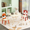 Kids Table and 2 Chairs Set, 3 Pieces Toddler Table and Chair Set, Wooden Activity Play Table Set (Bear&Tiger)
