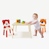 Kids Table and 2 Chairs Set, 3 Pieces Toddler Table and Chair Set, Wooden Activity Play Table Set (Bear&Tiger)