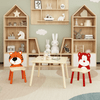 Kids Table and 2 Chairs Set, 3 Pieces Toddler Table and Chair Set, Wooden Activity Play Table Set (Bear&Tiger)