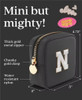 Small Makeup Bag, Personalized Initial Cosmetic Pouch with Zipper | Mini Black Nylon Cosmetic Bag with Zipper, Water-Resistant Beauty Pouch for Purse, Travel Essentials, Letter N