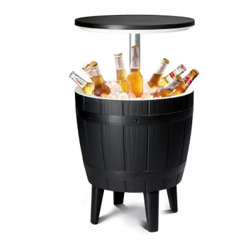 10Gallon Black Four Leg Ice Bucket Plastic Side Table Outdoor Beverage Cooler Portable Drink Storage Patio Party BBQ Camping Garden Poolside Durable Lightweight Easy to Clean
