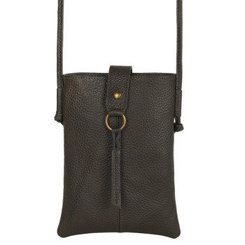 Jennie Small crossbody bag w/ slim strap closure & tassel - Deepest Brown