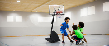 Portable & Adjustable Basketball Hoop: 6ft-10ft Height Range, 43" Shatterproof Backboard - Perfect for Indoor, Outdoor, or Pool Use by Kids & Adults. Includes Rebound Plate.