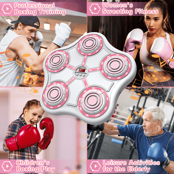 Five key boxing target-white body-white keys-pink light-pink eva