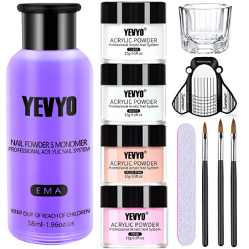 Acrylic Nail Kit, Acrylic Powder and Liquid Set, With Clear, Nude, Pink, White Nail Powder and Monomer, Professional Acrylic Nail Brush Nail Forms for Acrylic Nails Extension, Beginner and Home DIY
