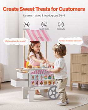 VEVOR Ice Cream Cart for Kids Pretend Play Ice Cream Shop for Kids Aged 3-7