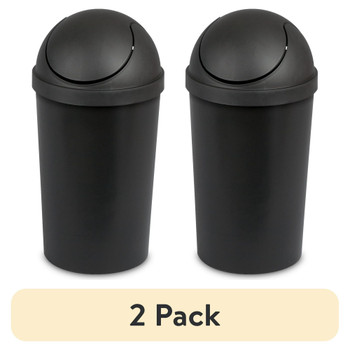 (2 pack) 3 Gallon Round SwingTop Wastebasket, Domed Push To Open Lid Trash Can, for Small Spaces