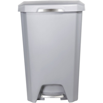 12.1 Gallon Trash Can, Plastic Soft Close Step On Kitchen Trash Can, Gray