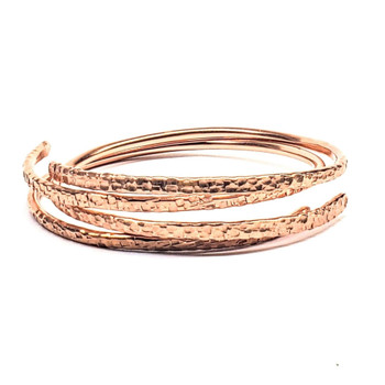 2 Piece Handmade Interlocking Full Overlap Copper Bangle Set