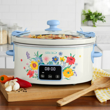 6-Quart Slow Cooker, Locking Lid, Digital, Brilliant Blooms, Model PW8400778514-7