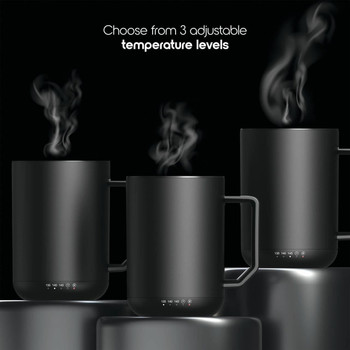 12oz. Stainless Steel Self Heating Coffee Mug with Lid, 3.5" x 3.5" x 5"