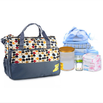 5PCS Baby Diaper Bag Set - Water-Resistant & Stain-Resistant, Multi-Pocket Design for Baby Essentials, Hand & Shoulder Carry - Ideal for Parents