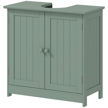 HOMCOM Bathroom Vanity Cabinet, Under Sink Bathroom Cabinet with 2 Doors and Adjustable Shelf, Dark Green