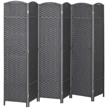 HOMCOM Folding Room Divider Screen 6 Panel 5.6' Tall Privacy Screen Freestanding Room Partition for Home Office, Charcoal Gray