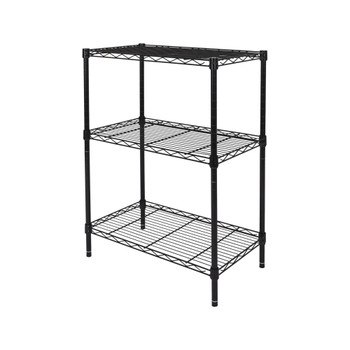 3-Tier Multipurpose Wire Shelving Rack, Black Color,750lbs Load Capacity
